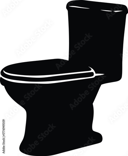 Toilet Icon Silhouette Graphic for Bathroom Design and Plumbing Illustration