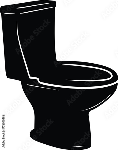 Toilet Silhouette Icon in Black and White Design