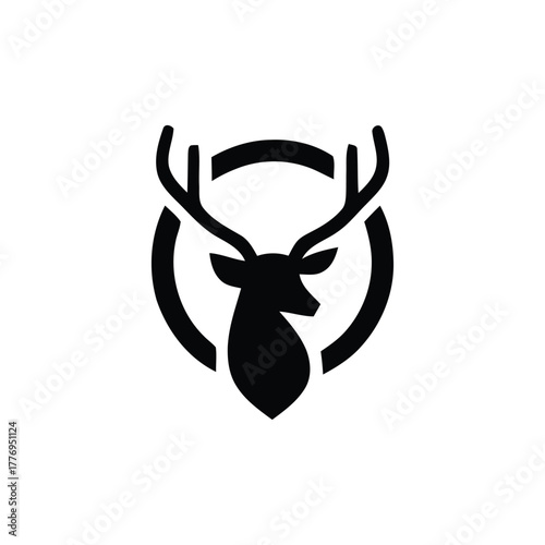 Deer head shield in geometric style