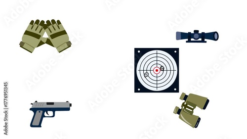 Shooting Practice Equipment in Flat Animation for Target Training Footage