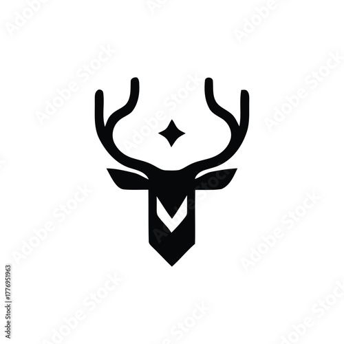 Bold Deer head silhouette with antlers
