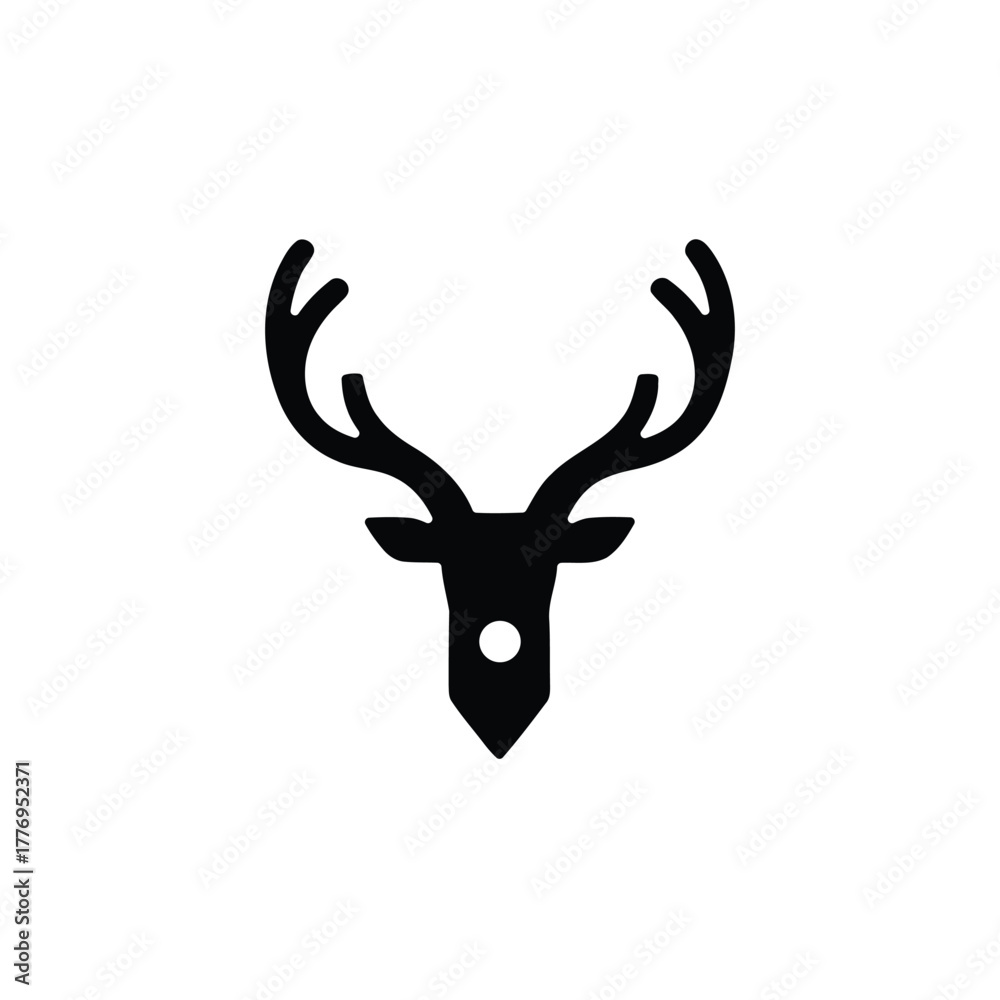 Naklejka premium Deer head logo with antlers silhouette