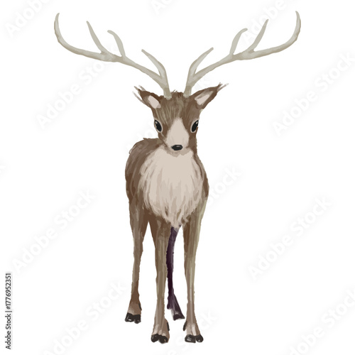 水彩で描いたトナカイのイラスト