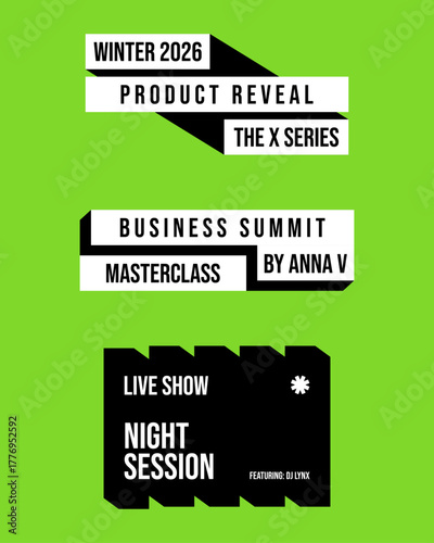 Bold Typography Title Vector Badges Set Modern 3D Shadow Announcement Graphic Templates