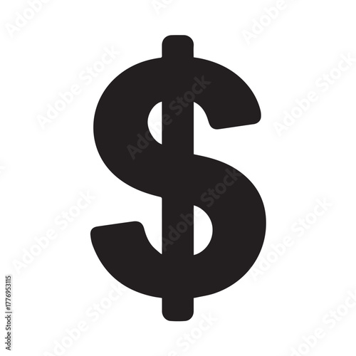 Dollar sign isolated on white background, a symbol of american currency and global finance, representing value, trade, and economic power