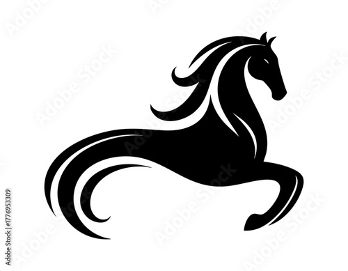 black horse silhouette vector illustration