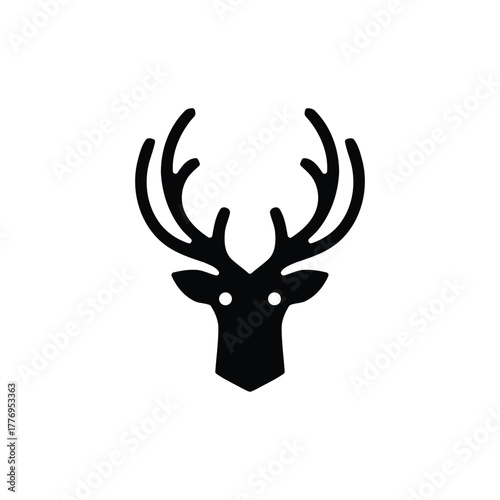 Black deer head with antlers silhouette