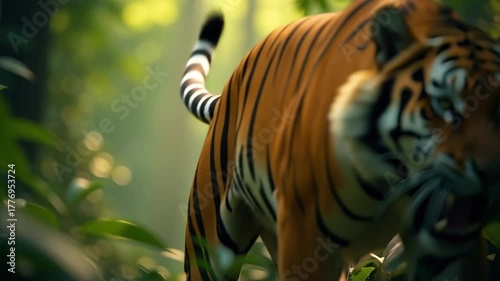 Fierce tiger roars aggressively from dense jungle foliage, capturing raw power and untamed wilderness in a dynamic wildlife moment