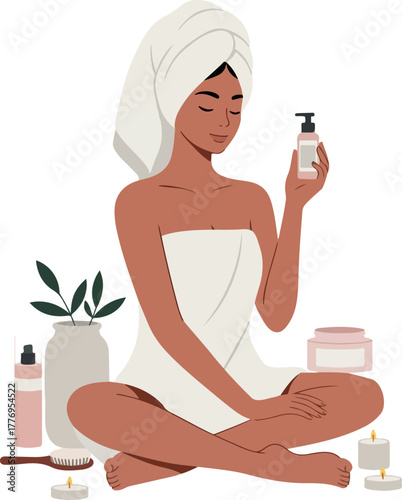 Woman Relaxing With Skincare Products in a Spa Setting