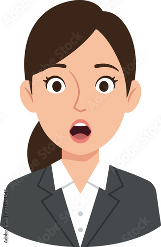 Woman Shocked Expression Flat Design Vector Isolated Object