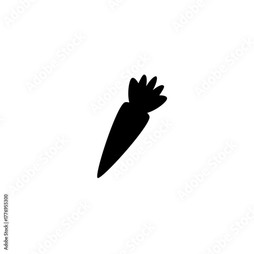 Black silhouette of a carrot. Simple vector illustration of a vegetable icon symbolizing food, nutrition, and farming