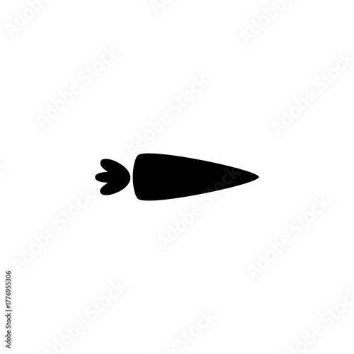 Black silhouette of a carrot. Simple vector illustration of a vegetable icon symbolizing food, nutrition, and farming