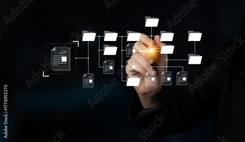 Obraz na plátně Digital file structure showing folder organization, file hierarchy, and document arrangement