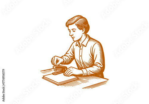 Stapler hand drawn simple  vector illustration