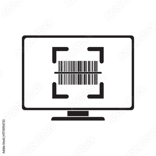 flat icon vector scanning barcode via computer