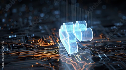 A cloud computing technology concept illustrates the delivery of computing services over the internet, enabling flexible resources, scalable solutions, enhanced collaboration for users and businesses.