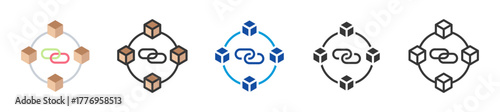 blockchain icon set multi style various collection