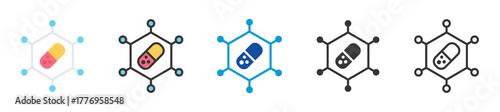 nanotechnology icon set multi style various collection