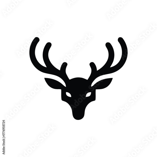 Modern Deer head silhouette with antlers