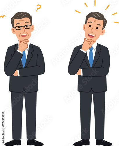 Businessmen Thinking Pondering Puzzled Pensive Caucasian Male Icons