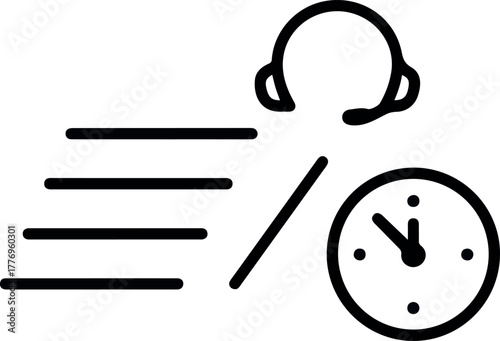 Customer Support Fast Response Time Icon With Clock