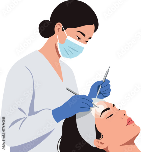 Dermatologist Procedure Flat Design Vector Illustration