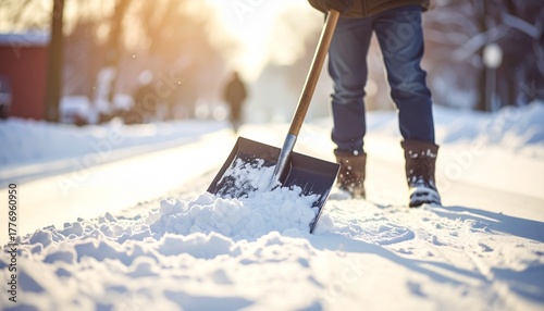 除雪している人　AI生成素材