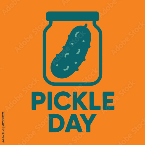 Pickle Day Minimal Jar Icon Illustration