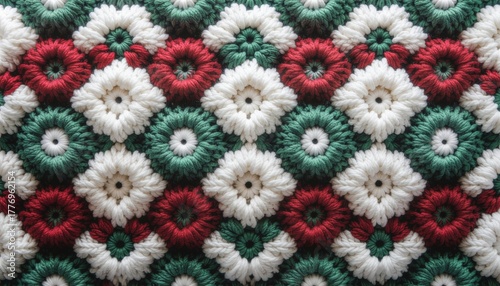 Crochet Granny Square Christmas Seamless Pattern