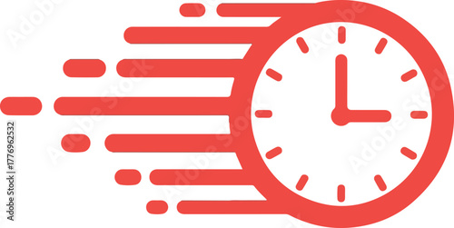 Fast Red Clock Icon Speed Motion Isolated Vector