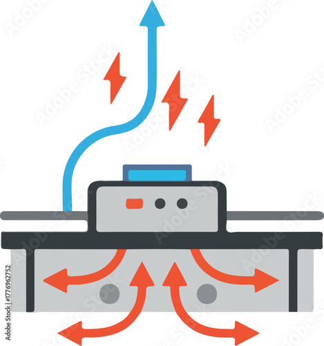 Flat Design Heat Transfer Process with Blue and Red Arrows on White Background