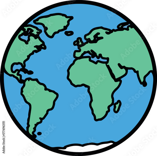 Green Continents Blue Earth Globe Vector Icon