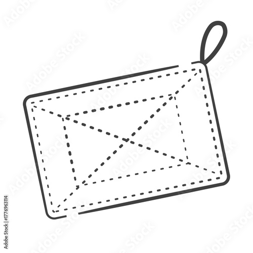 角にループ紐のついたシンプルな雑巾のイラスト