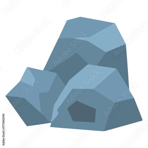 gray stone piece of mountain rock flat color vector illustration template design