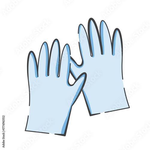 シンプルなブルー系の使い捨て手袋　両手セットのイラスト