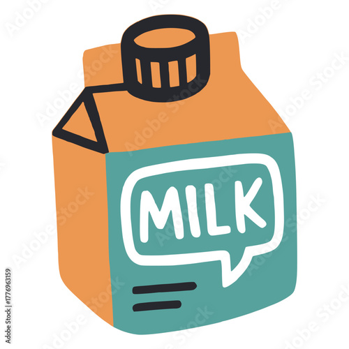Milk carton package drink beverage flat color vector illustration template design