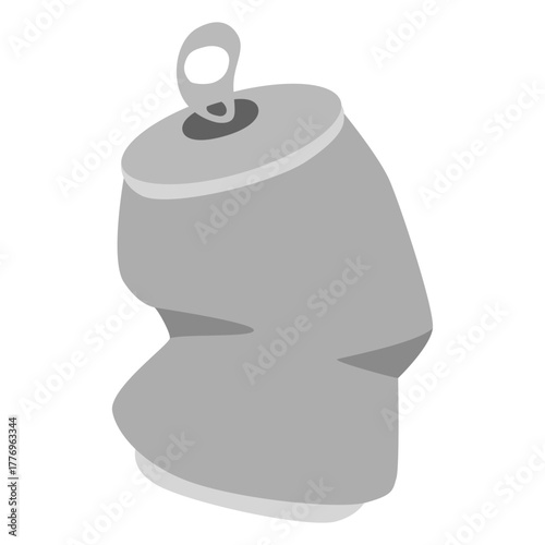 Crushed aluminum can symbolizing plastic pollution and waste management issues in modern society for environmental awareness campaigns.