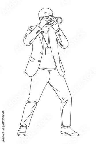 line drawing of photographer pose