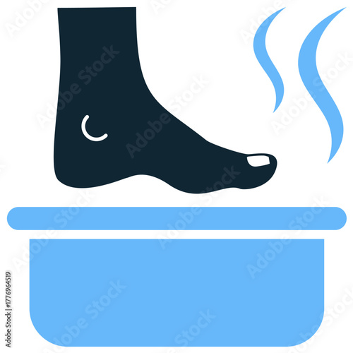 Foot spa icon vector. Ideal for pedicure, reflexology, and foot care themes. This graphic symbolizes relaxation and well-being services for lower body pampering.
