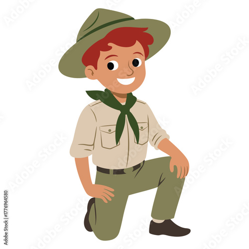 Park ranger boy vector illustration in uniform isolated on white background perfect for outdoor adventure wildlife forest or educational themed creative artwork