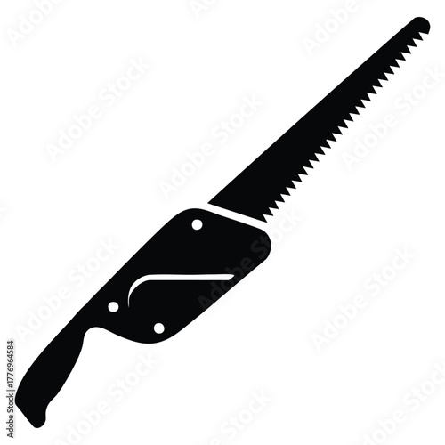 Pad saw glyph icon vector isolated illustration showing silhouette of cutting tool carpentry equipment construction or workshop design element flat raster artwork style