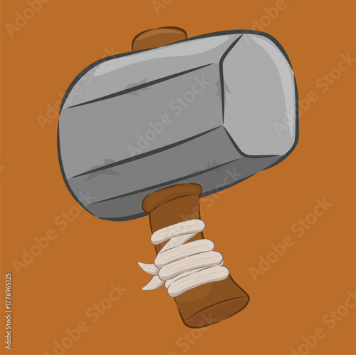 illustration of an iron hammer, stone hammer or wooden hammer, carpentry tools