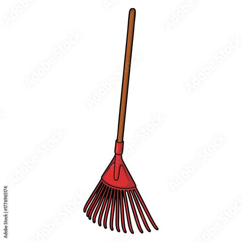Simple illustration of rake isolated vector design element perfect for garden tool farm yard landscaping or outdoor nature themed creative artwork