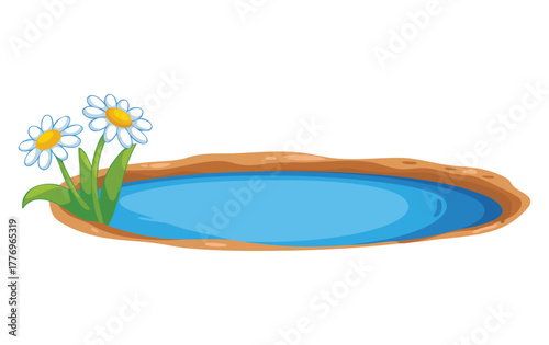 Small pond vector illustration isolated on white background ideal for nature water feature landscape garden environmental scene and creative artwork