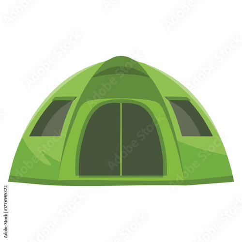 Small green bright color tarpaulin tent vector illustration isolated design perfect for camping outdoor recreation travel or summer adventure themed artwork