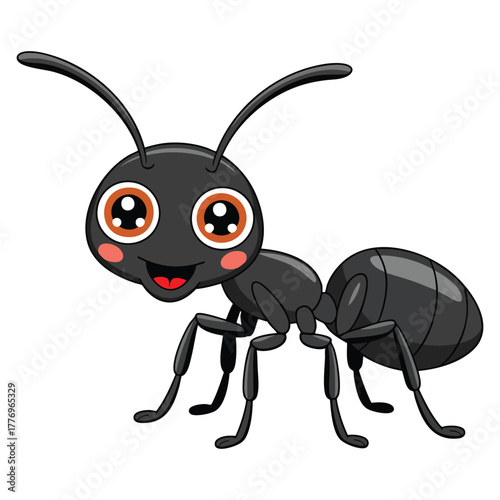 Smiling black ant vector illustration suitable for cartoon insect animal cute design nature or educational themed creative artwork and illustration