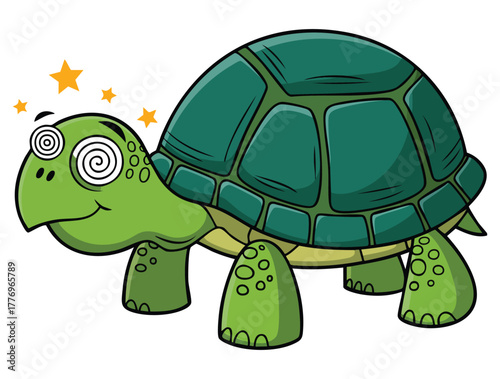 Turtle with dizzy face illustration isolated on white background vector design perfect for cartoon animal humorous character or playful creative themed artwork