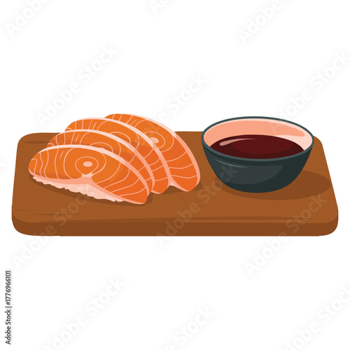 Vector illustration of asian sashimi on white background ideal for japanese cuisine menu sushi seafood or restaurant themed creative artwork design