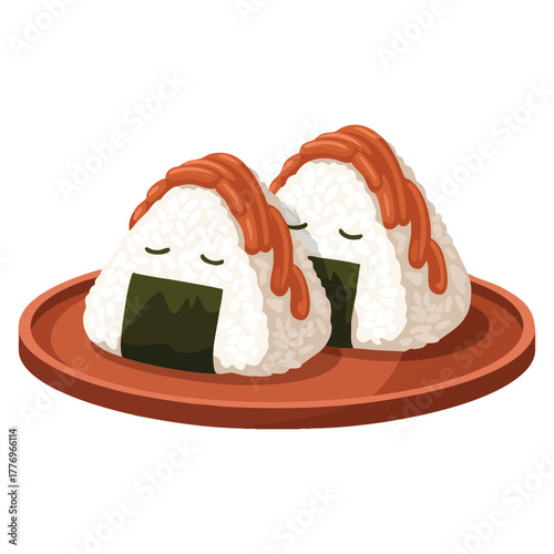 Vector illustration of asian onigiri isolated on white background ideal for japanese cuisine snack food design or restaurant creative artwork themes