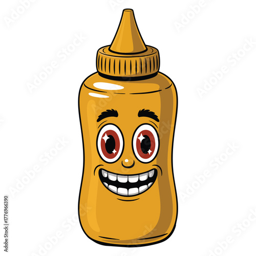Vector illustration of bottle with face isolated on white background perfect for cartoon mascot packaging beverage or creative funny artwork design concept